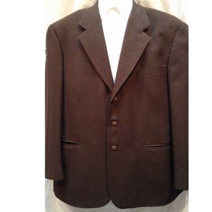 Zanetti Brown Italian Wool 3 Button Suit Jacket Sport Coat Blazer 56L